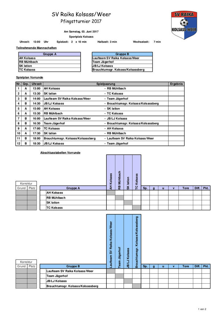 Pfingstturnier Auslosung 2017 1