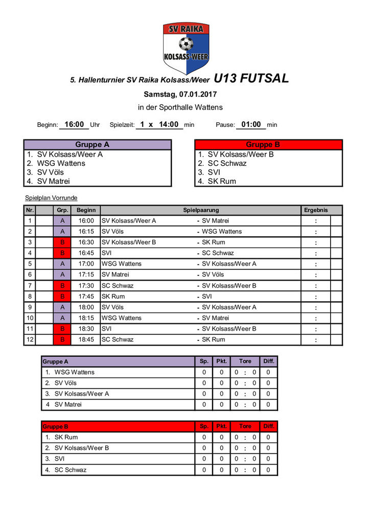 Turnierplan U13 Hallenturnier SVRKW 2017-1